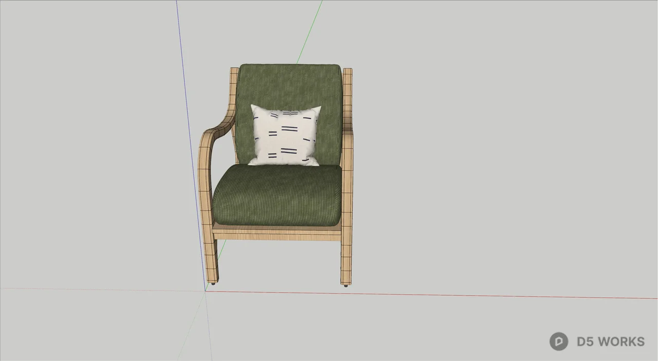 Organic Frame Leisure Chair With Corduroy Upholstery 3d model thumbnail 2
