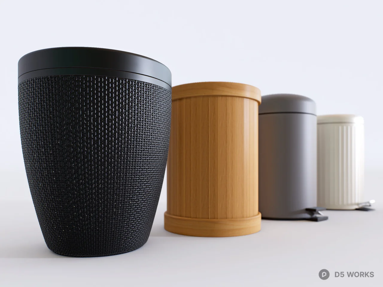Modern Interior Waste Bin Collection 3d model thumbnail 2