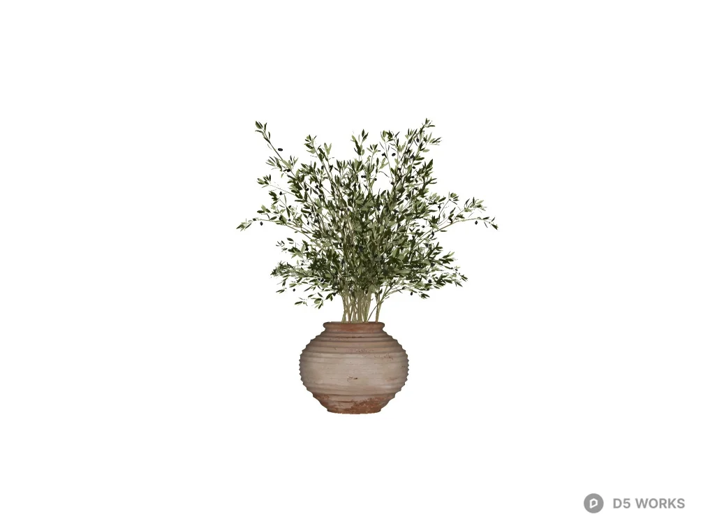 Rustic Terracotta Vase with Eucalyptus Branches 3d model thumbnail 2