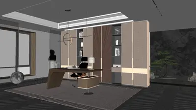 Modern Study Room 3d model