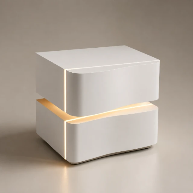 Modern Minimalist LED Nightstand with Jewelry Organizer 3d model