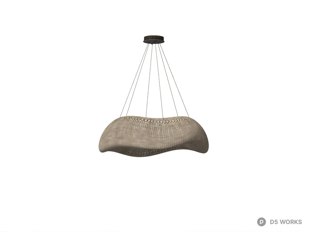 Organic Ribbed Plaster Pendant Light 3d model thumbnail 2