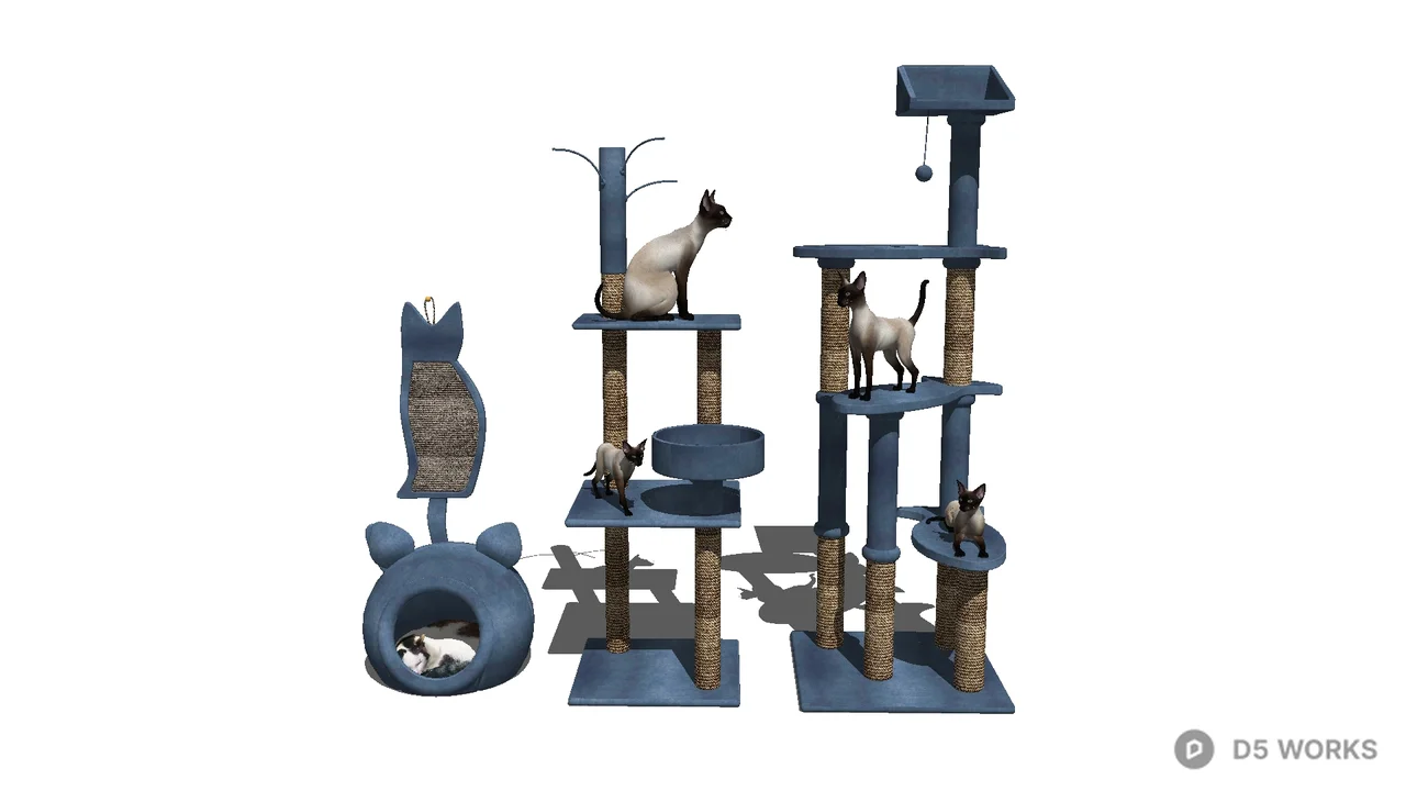 Multi-Level Cat Tree With Hammock And Scratching Posts 3d model - Image 1