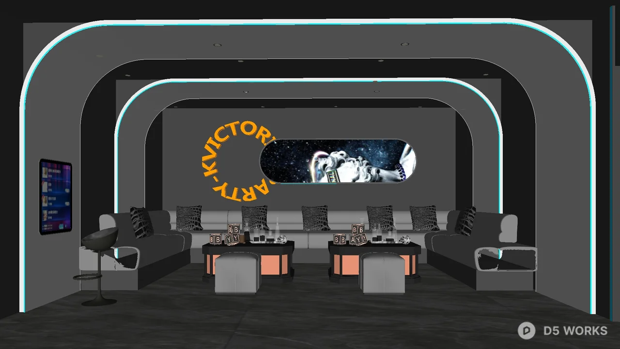 Modern KTV Lounge with Neon Lighting 3d model - Image 1