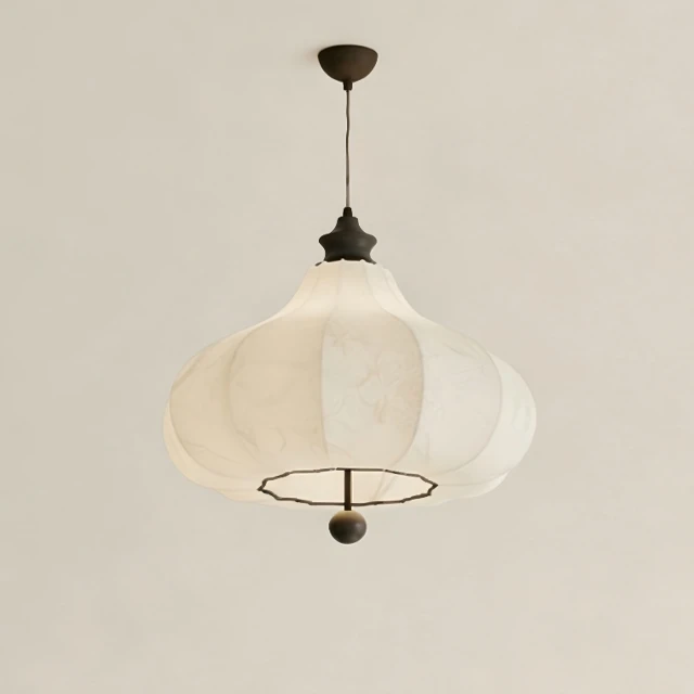 Vintage Silk Cocoon Pendant Light 3d model