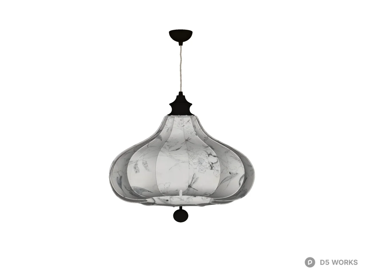 Vintage Silk Cocoon Pendant Light 3d model thumbnail 2