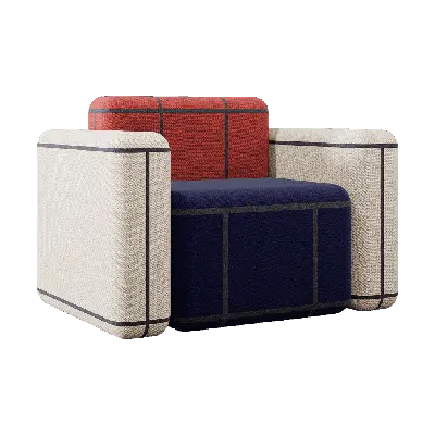 Modern Fabric Color Blocking Single Sofa 02 3d model