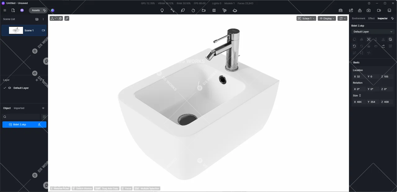 Bidet 3d model thumbnail 3