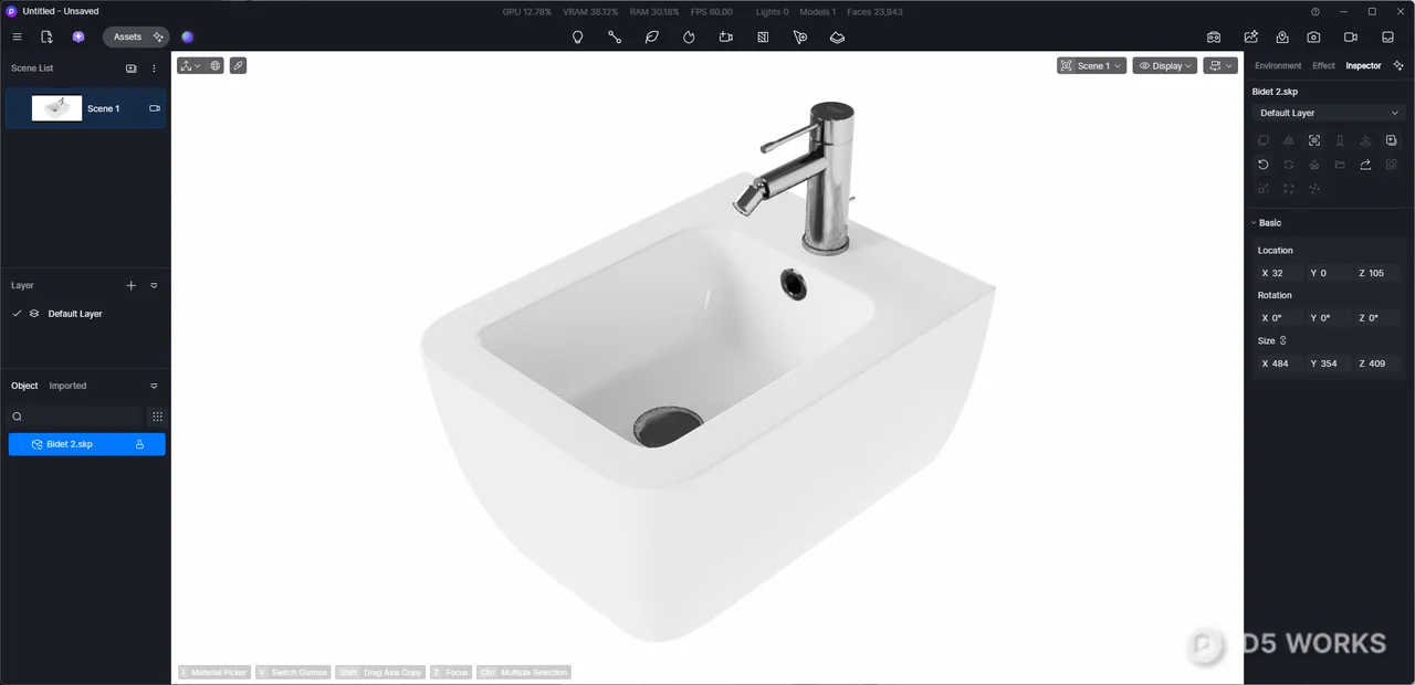 Bidet 3d model thumbnail 3