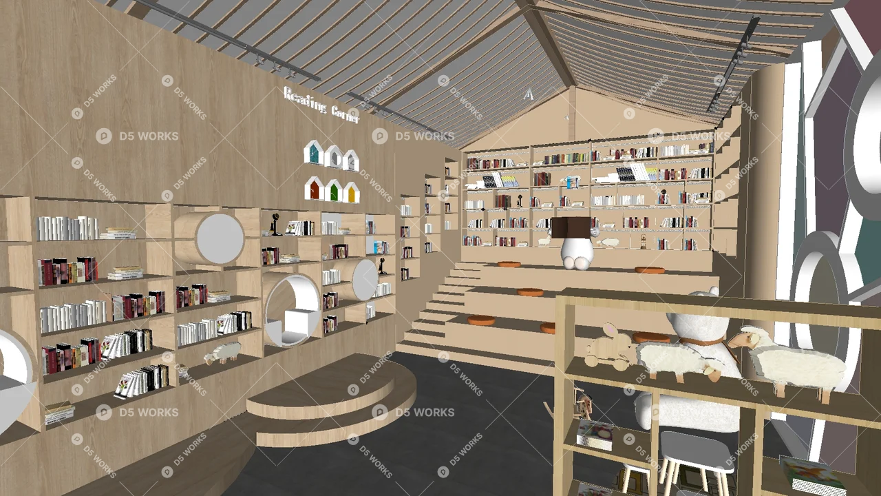 Bookstore 3d model thumbnail 4