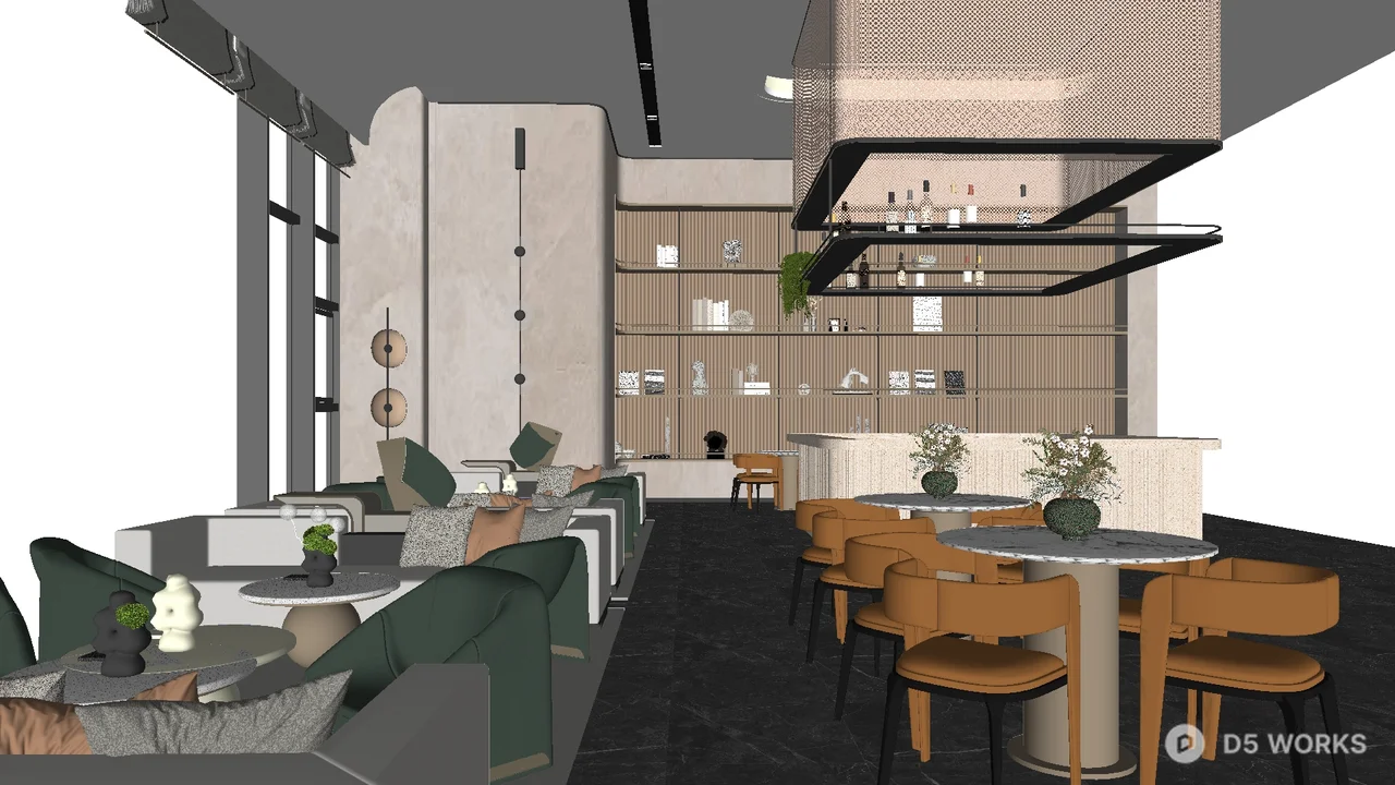Modern Minimalist Western Restaurant Interior 3d model - Image 1