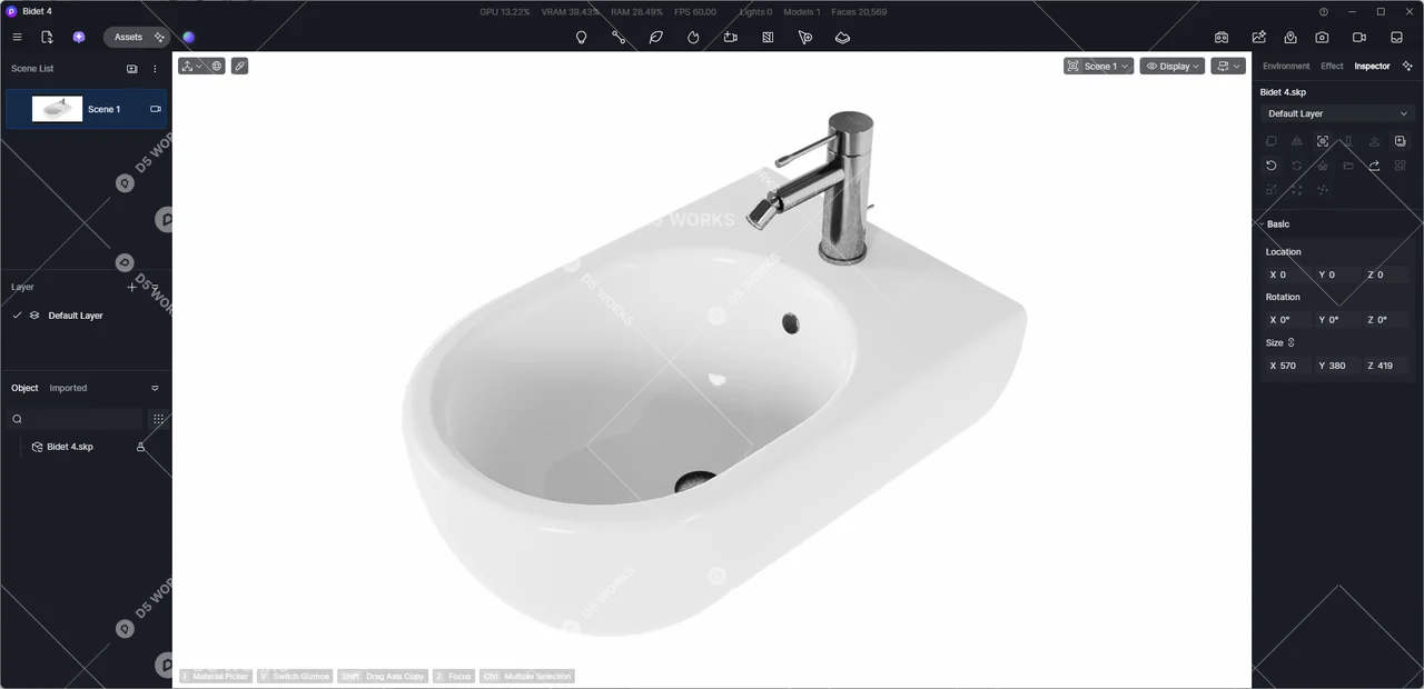 Bidet 3d model thumbnail 3