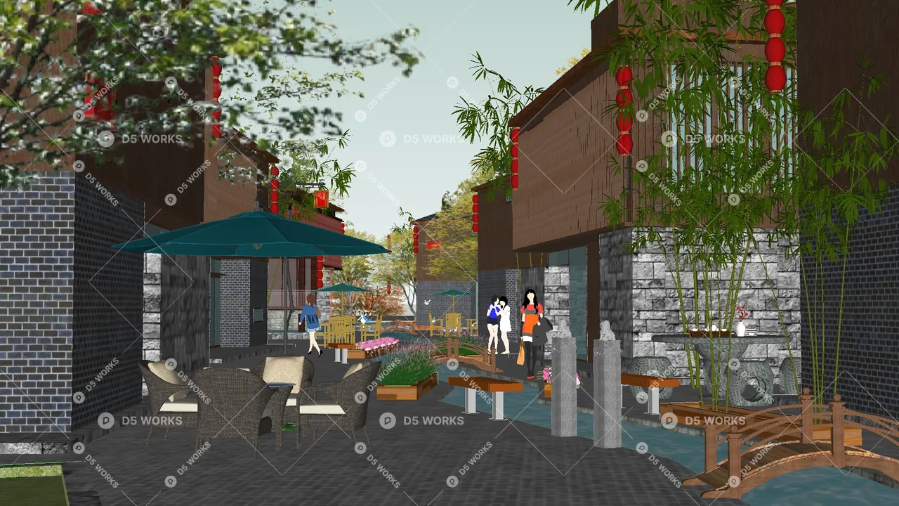 Commercial Landscape 3d model thumbnail 3