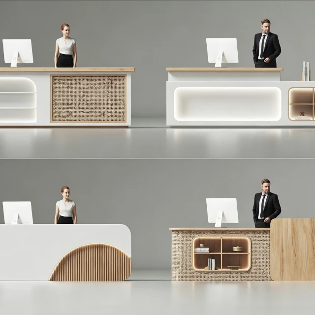 Modern Minimalist Office Reception Desk Collection 3d model
