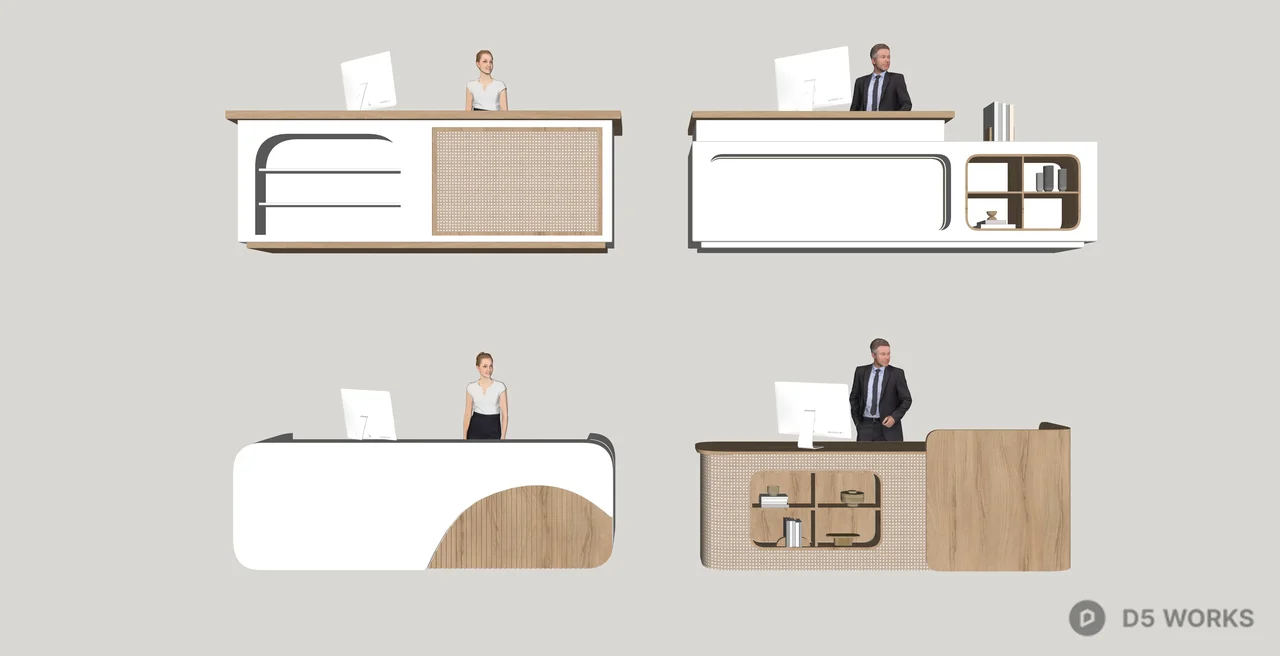 Modern Minimalist Office Reception Desk Collection 3d model thumbnail 2