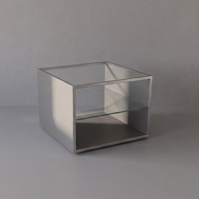 Minimalist Brushed Steel and Glass Side Table 3d model