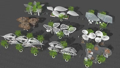 Modern Pavilion Structures 3d model