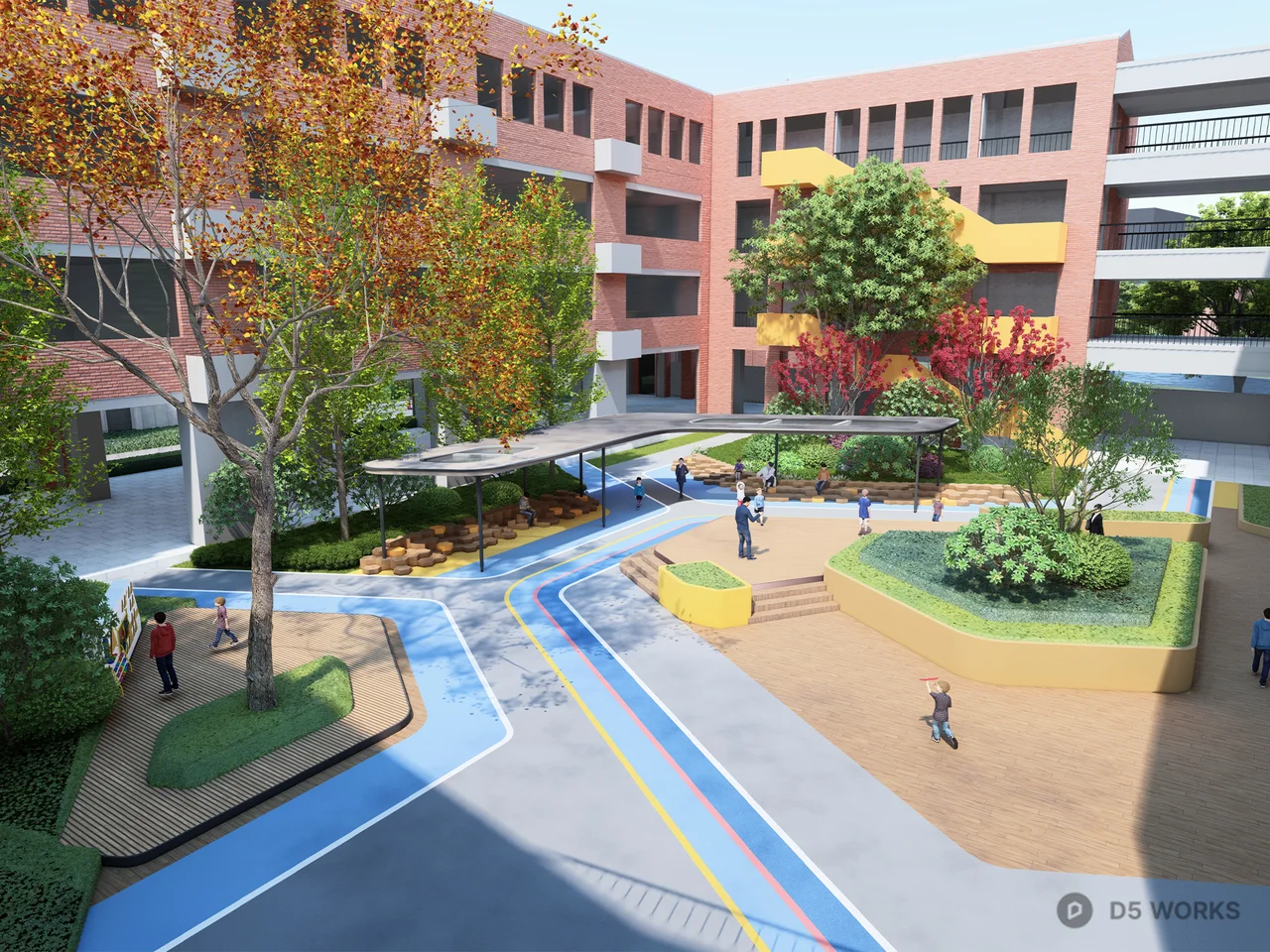 Modern Urban Park With Canopy And Seating 3d model thumbnail 4