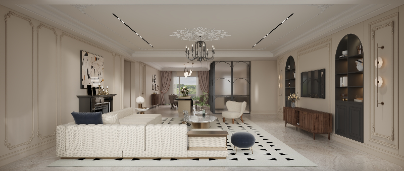 Creamy Living & Dining Room