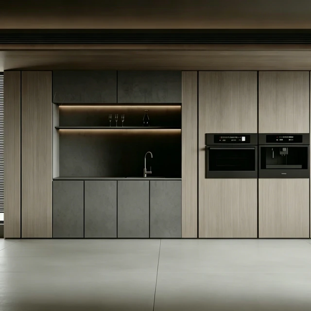 Modern Minimalist Built-in Kitchen Cabinetry System 3d model