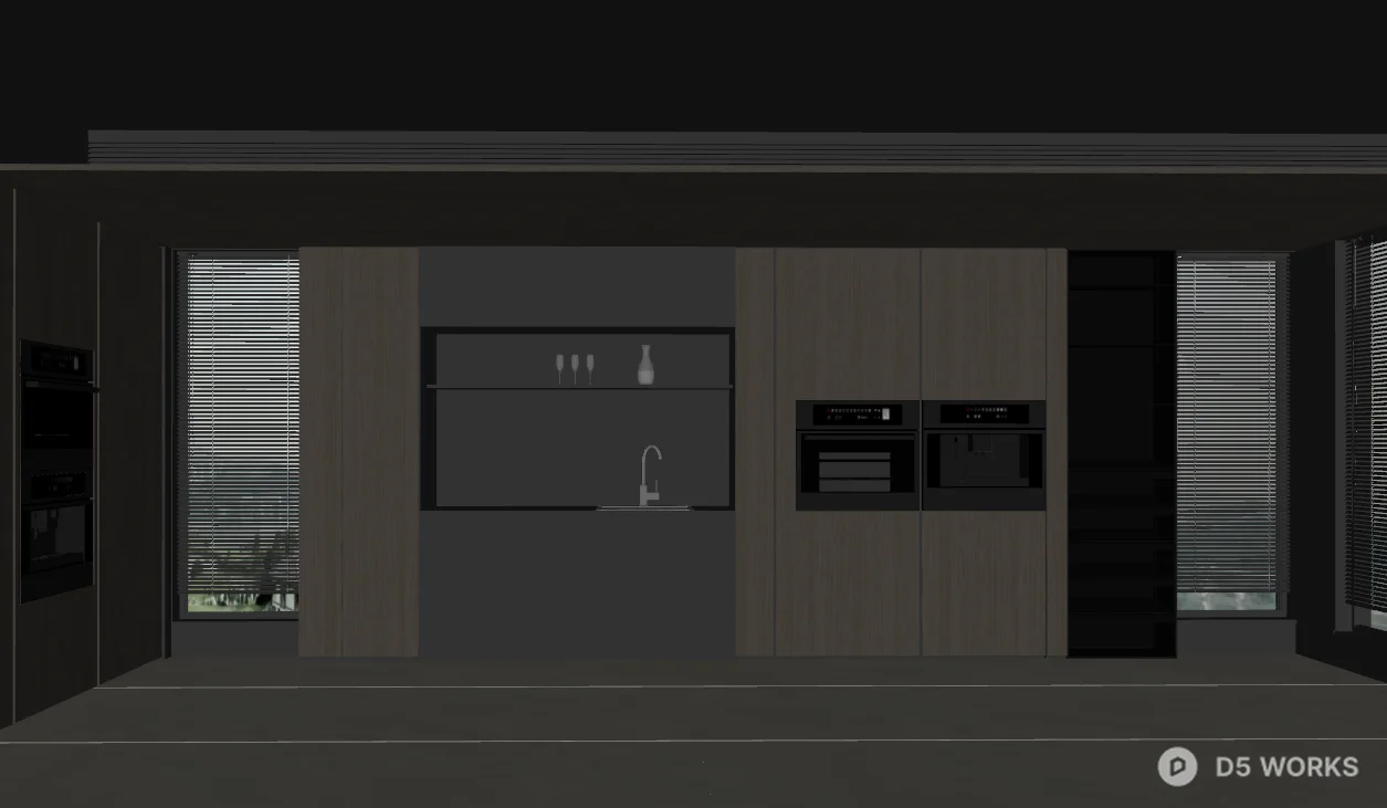 Modern Minimalist Built-in Kitchen Cabinetry System 3d model thumbnail 2