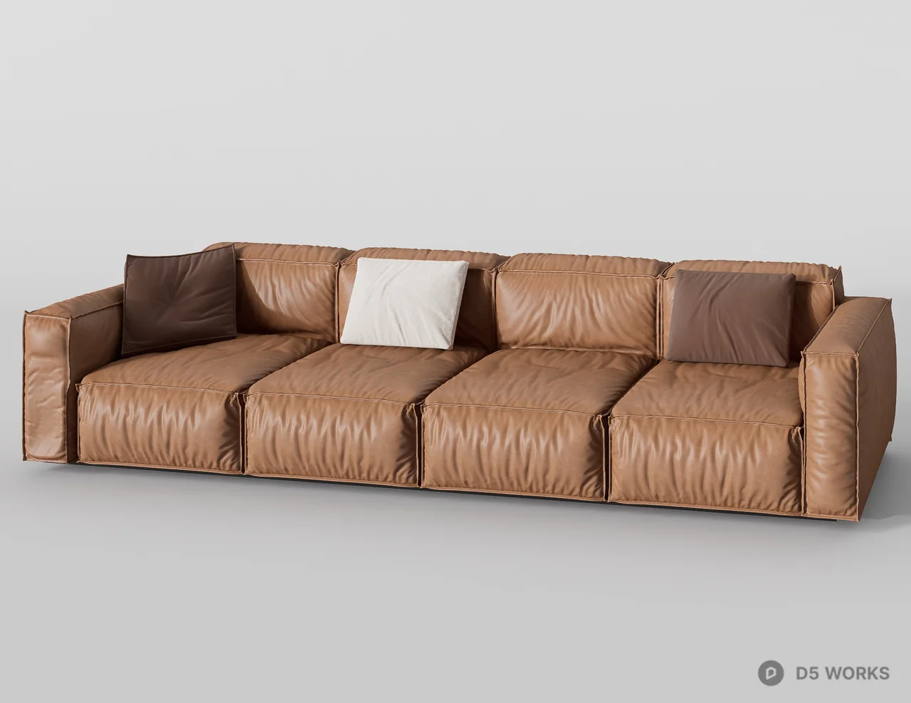 Leather Modular Sectional Sofa 3d model - Image 1