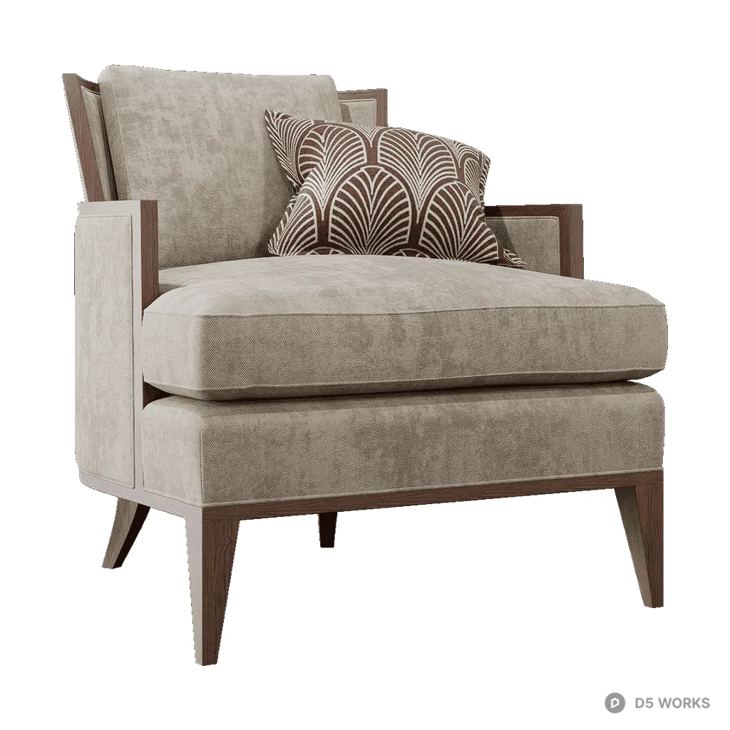 Modern warm gray fabric leisure chair 3d model - Image 1