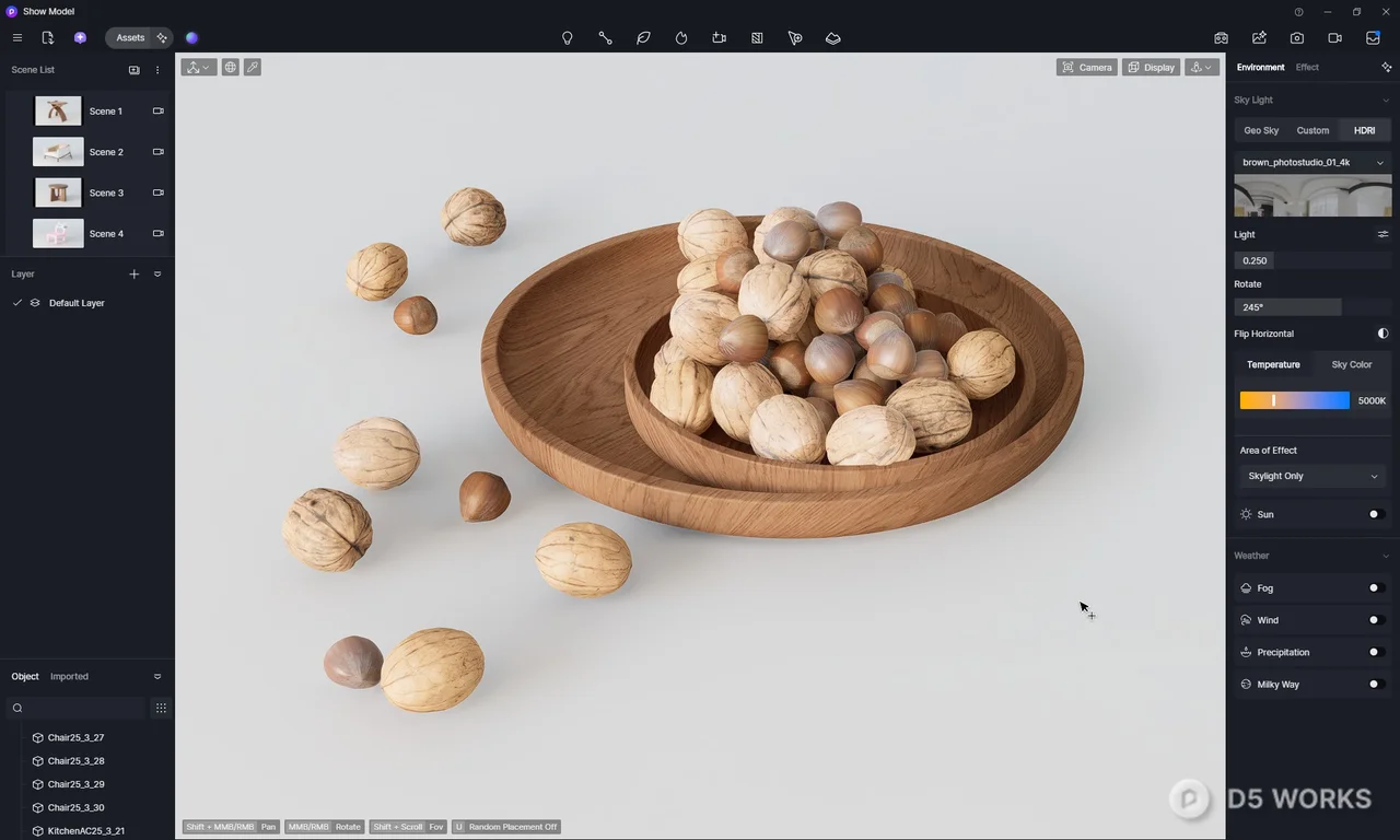 Wooden Bowl With Mixed Nuts 3d model thumbnail 2