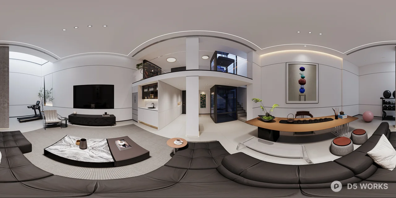 Modern Open Plan Living Dining Space 3d model - Image 1