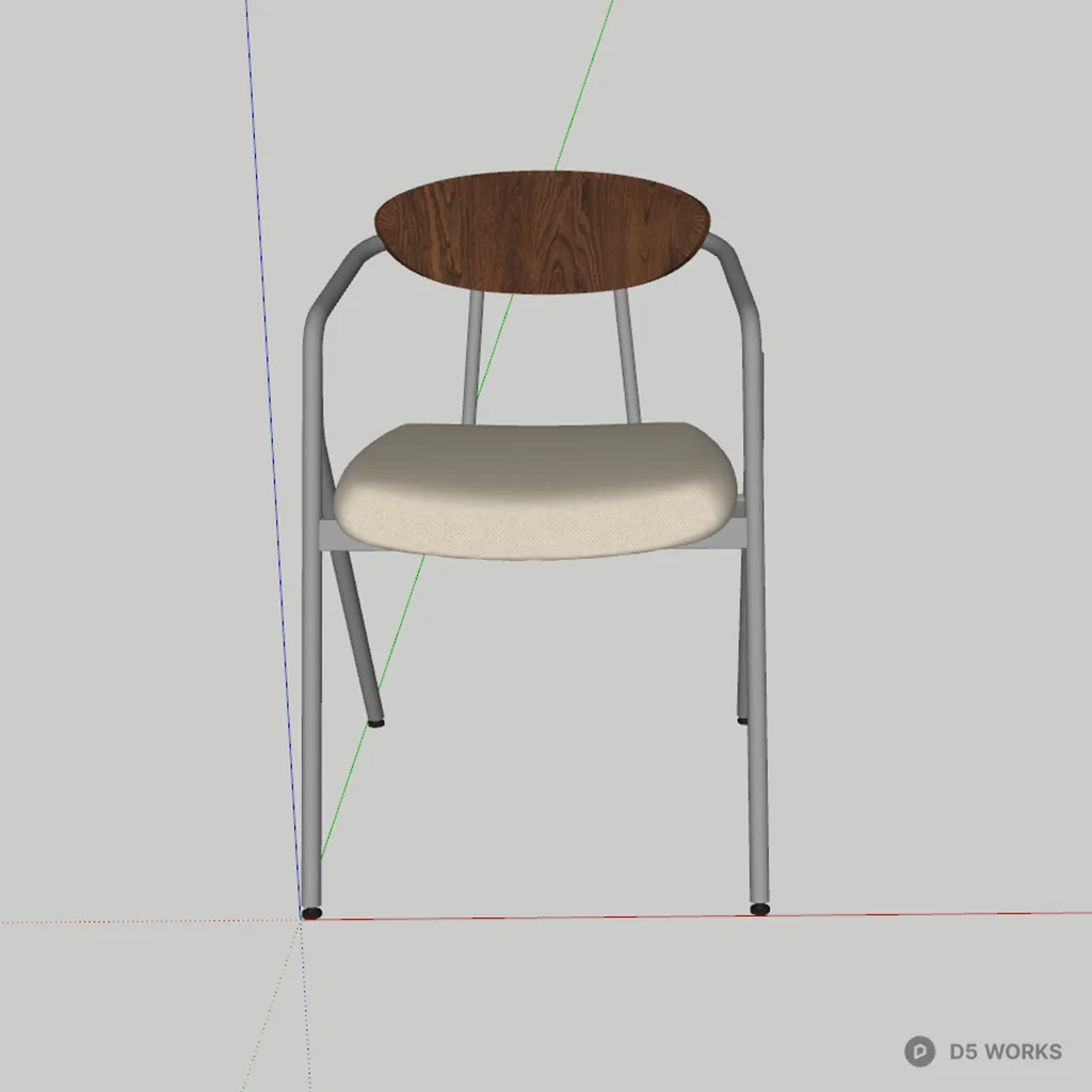 Wooden Back Minimalist Dining Chair 3d model thumbnail 2