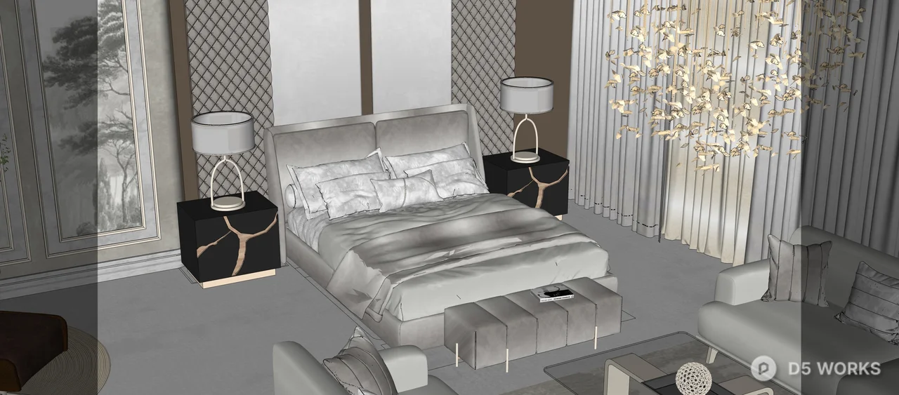 Modern Luxury Bedroom with Ambient Lighting 3d model thumbnail 7