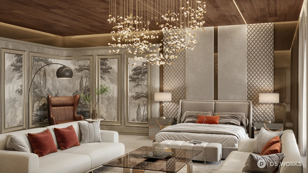 Modern Luxury Bedroom with Ambient Lighting 3d model thumbnail 4