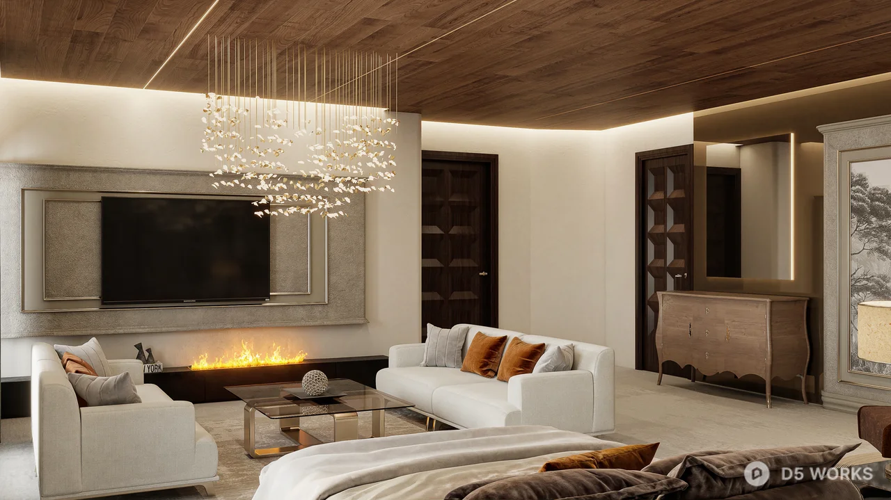 Modern Luxury Bedroom with Ambient Lighting 3d model thumbnail 5