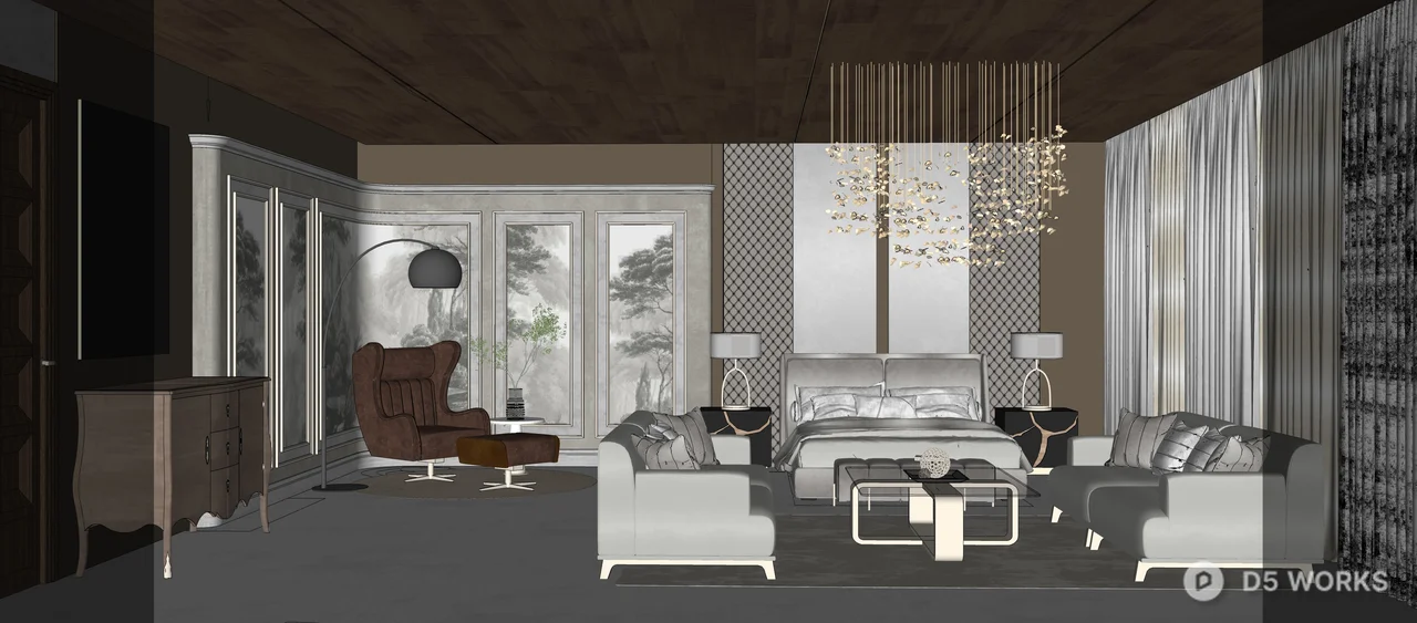 Modern Luxury Bedroom with Ambient Lighting 3d model thumbnail 8