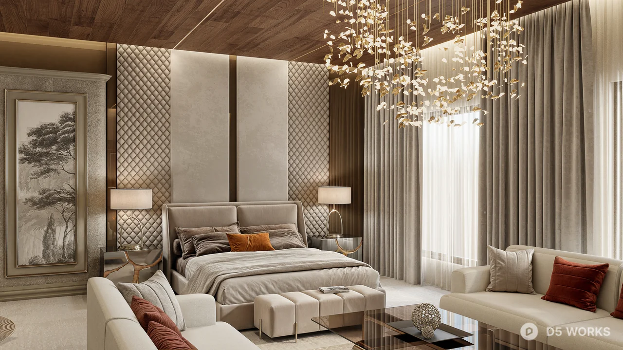 Modern Luxury Bedroom with Ambient Lighting 3d model thumbnail 3