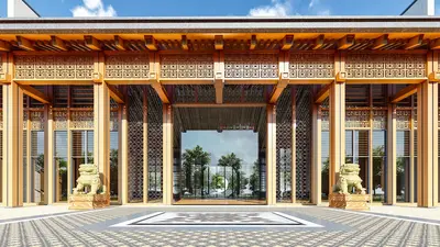 Neo-Chinese hotel architecture 3d model