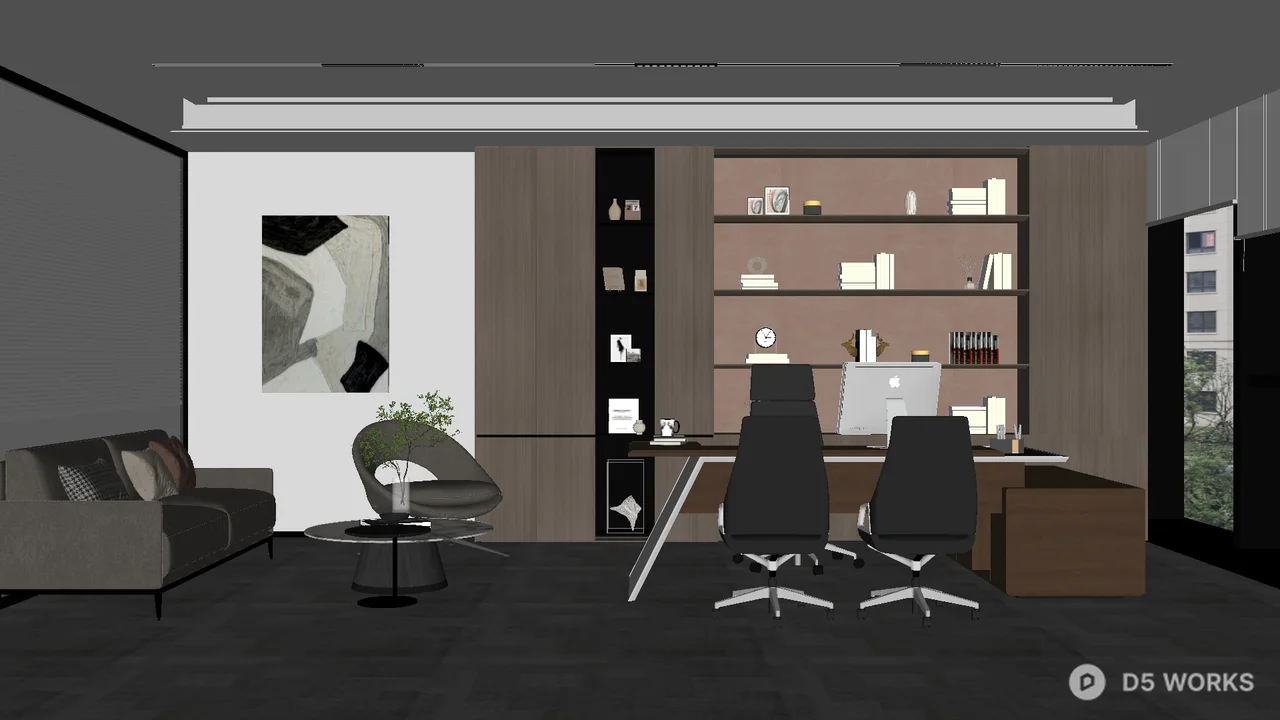 Modern Independent Office with Minimalist Design 3d model - Image 1