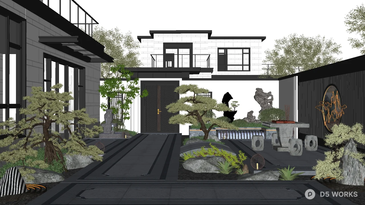 Modern Chinese Courtyard Garden 3d model - Image 1
