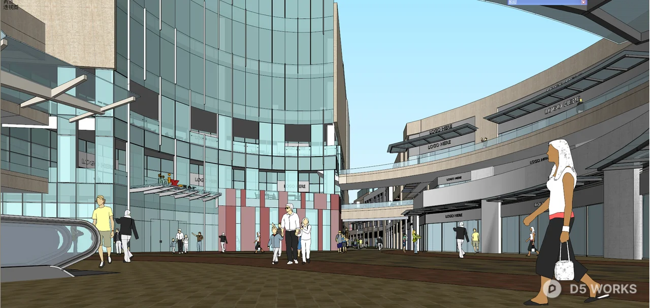 Modern Commercial Complex Architecture 3d model thumbnail 4