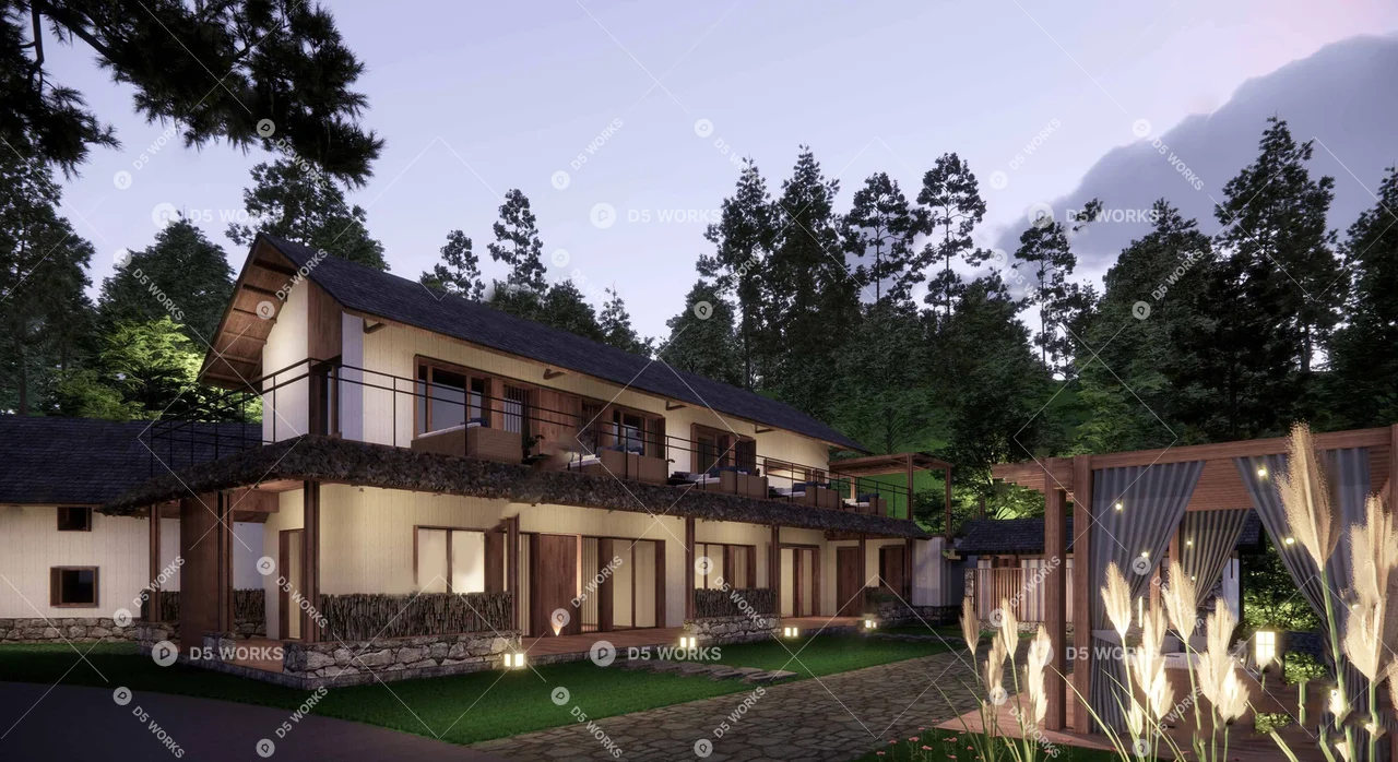 Modern Homestay Building 3d model thumbnail 2