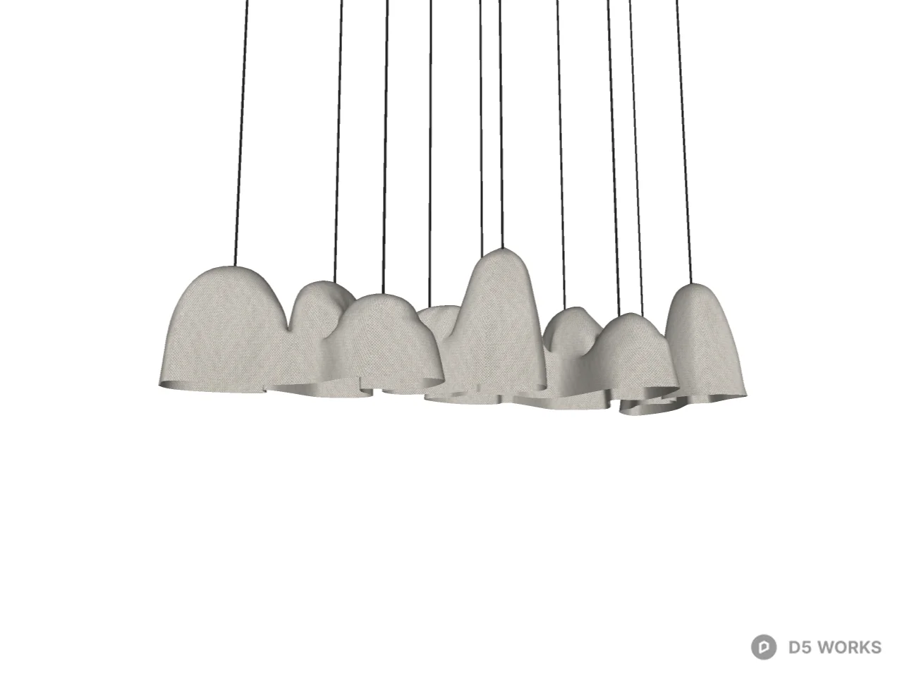 Organic Wave Sculptural Pendant Light 3d model thumbnail 2