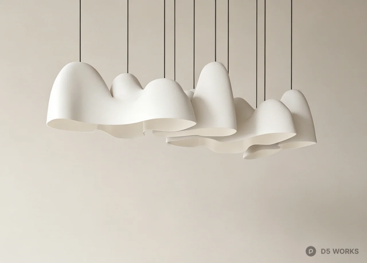 Organic Wave Sculptural Pendant Light 3d model - Image 1