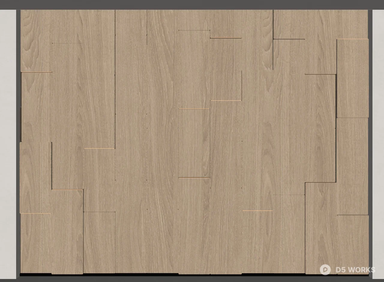 Wood Panel Wall With Recessed Lighting 3d model thumbnail 3