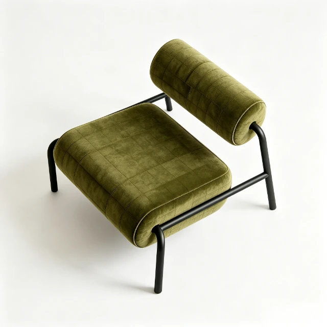 Modern Olive Green Velvet Lounge Chair 3d model