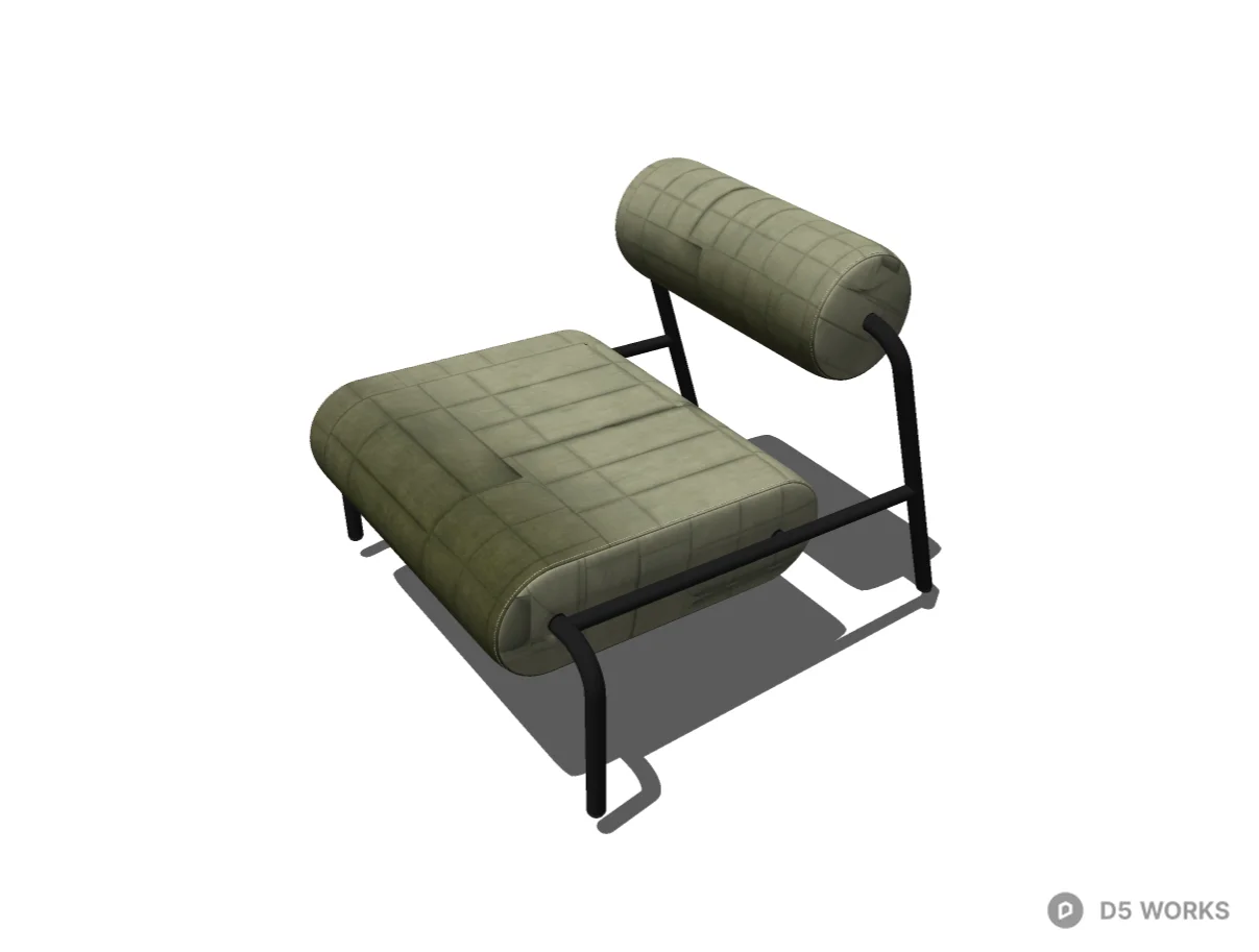 Modern Olive Green Velvet Lounge Chair 3d model thumbnail 2