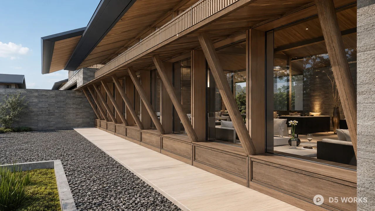 Modern Zen Garden Courtyard Scene 3d model thumbnail 6