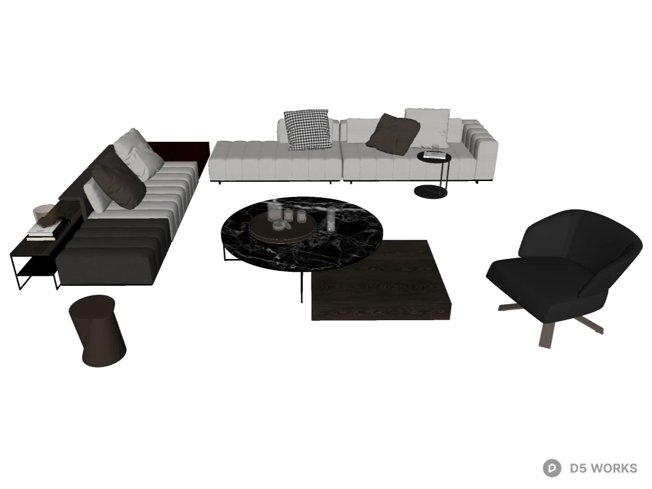 Modern Minimalist Modular Sofa and Living Room Set 3d model thumbnail 2