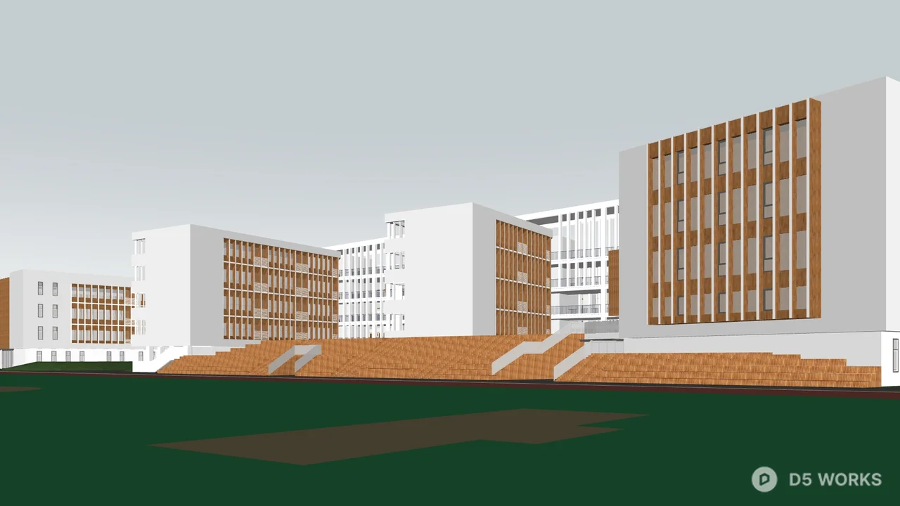 Modern School Building Exterior 3d model thumbnail 4