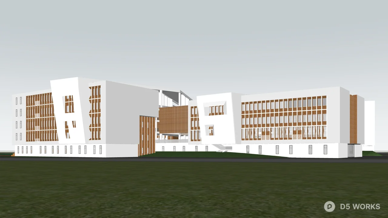 Modern School Building Exterior 3d model thumbnail 3