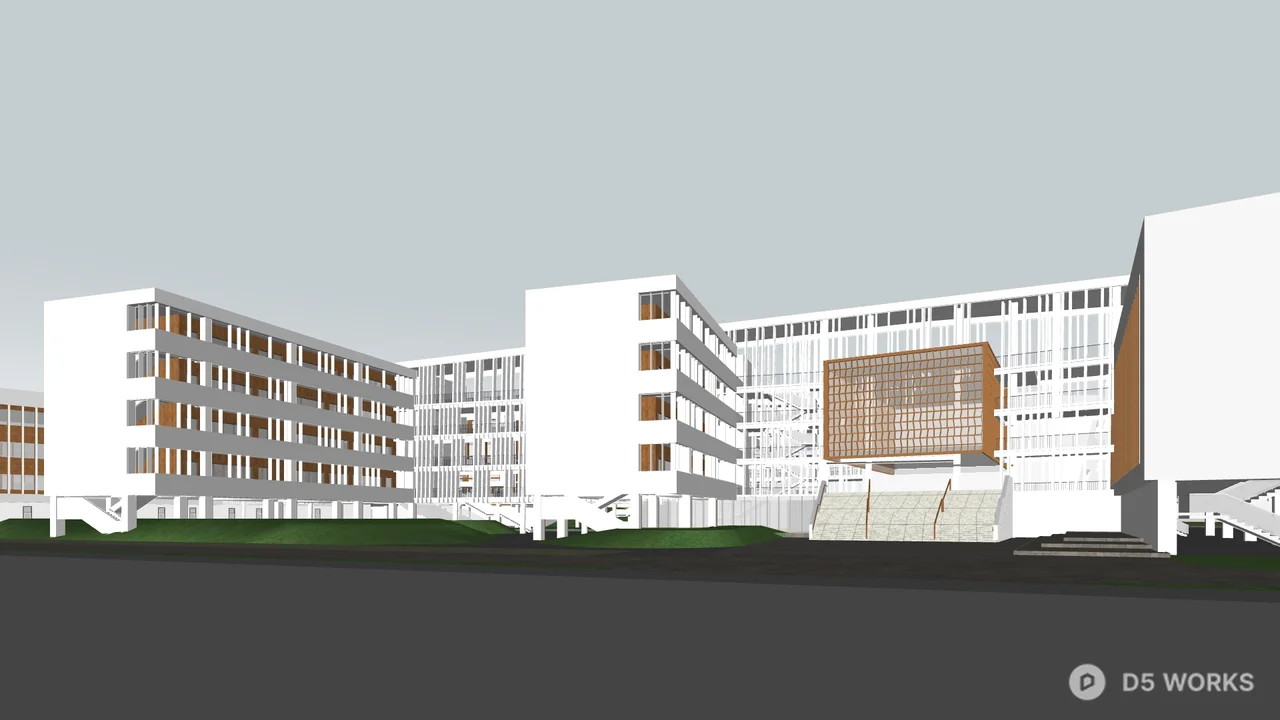 Modern School Building Exterior 3d model thumbnail 2